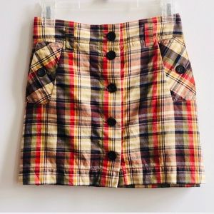 J. CREW Plaid Cotton A Line Madras Mini Skirt 6 M